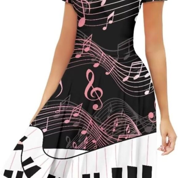 Women Tank Dress Polyester V-Neck Short Sleeve Midi Casual Beach Wear - Picture 4 of 6